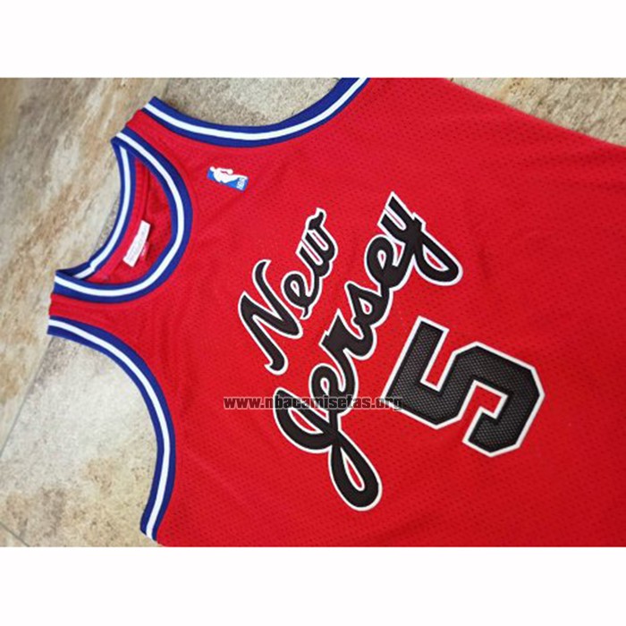 Camiseta Brooklyn Nets Jason Kidd NO 5 Hardwood Classic Throwback Rojo